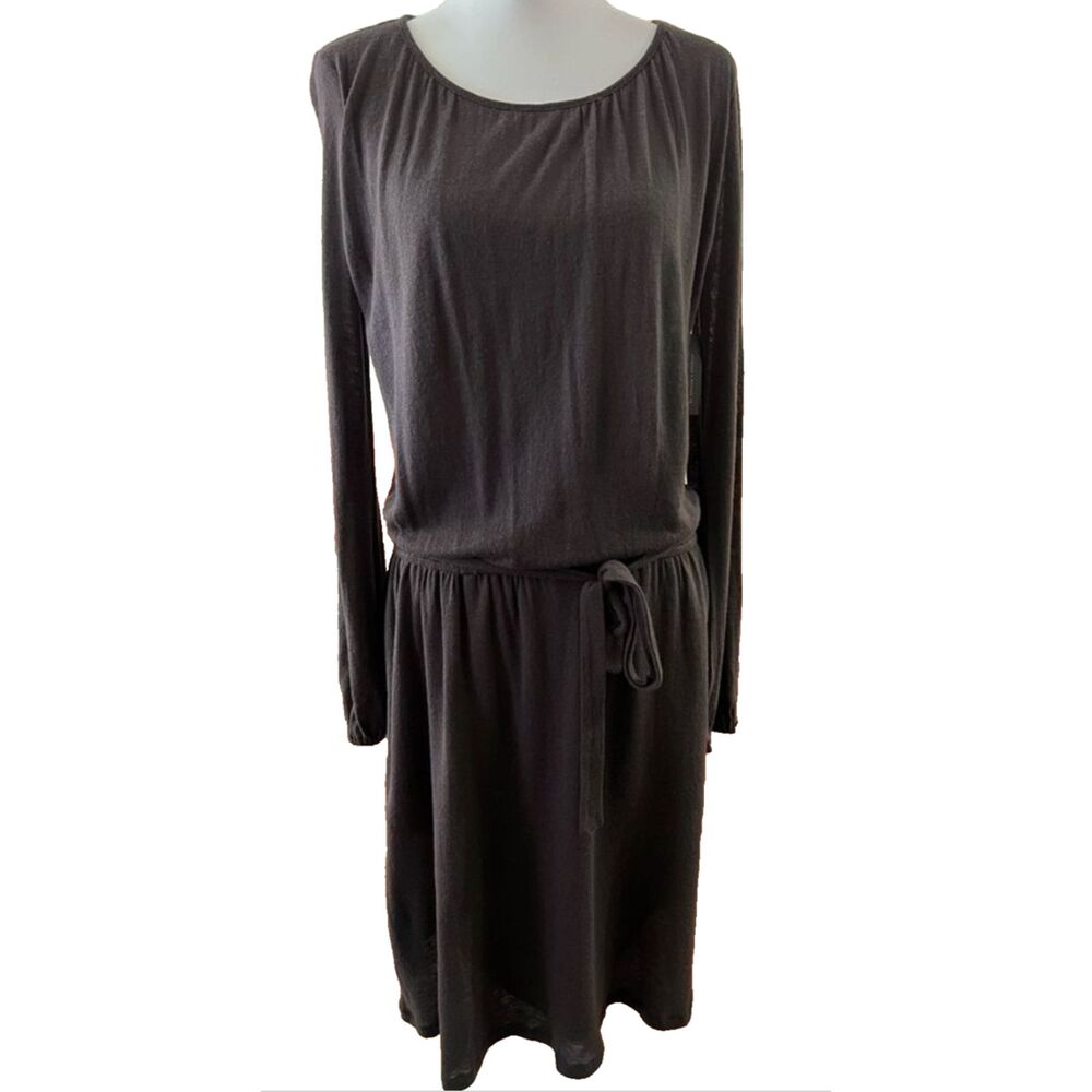 Velvet Graham Spencer Brown Knit Belted Midi Dress Soft Long Sleeve Sz S NWT